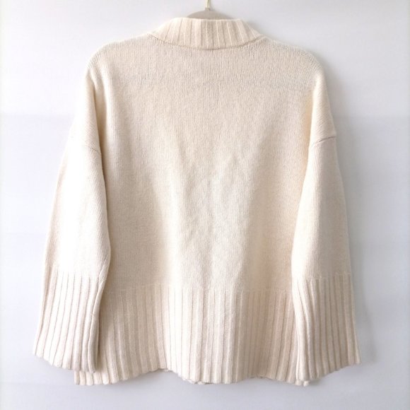 Marella Monochrome Womens Ivory Mock Neck Drop Shoulder Pullover Sweater Size L - Picture 2 of 10